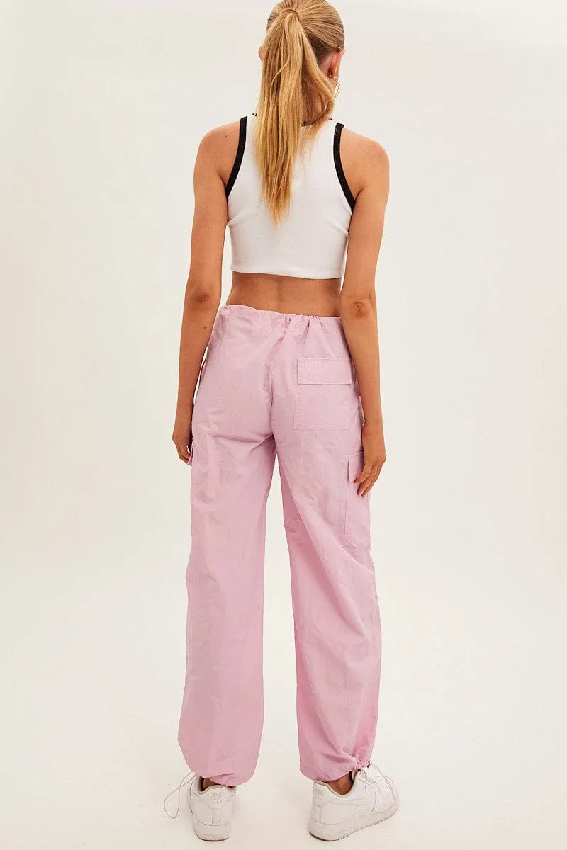 Pink Cargo Parachute Pants sold by Ally Fashion product image thumbnail 5