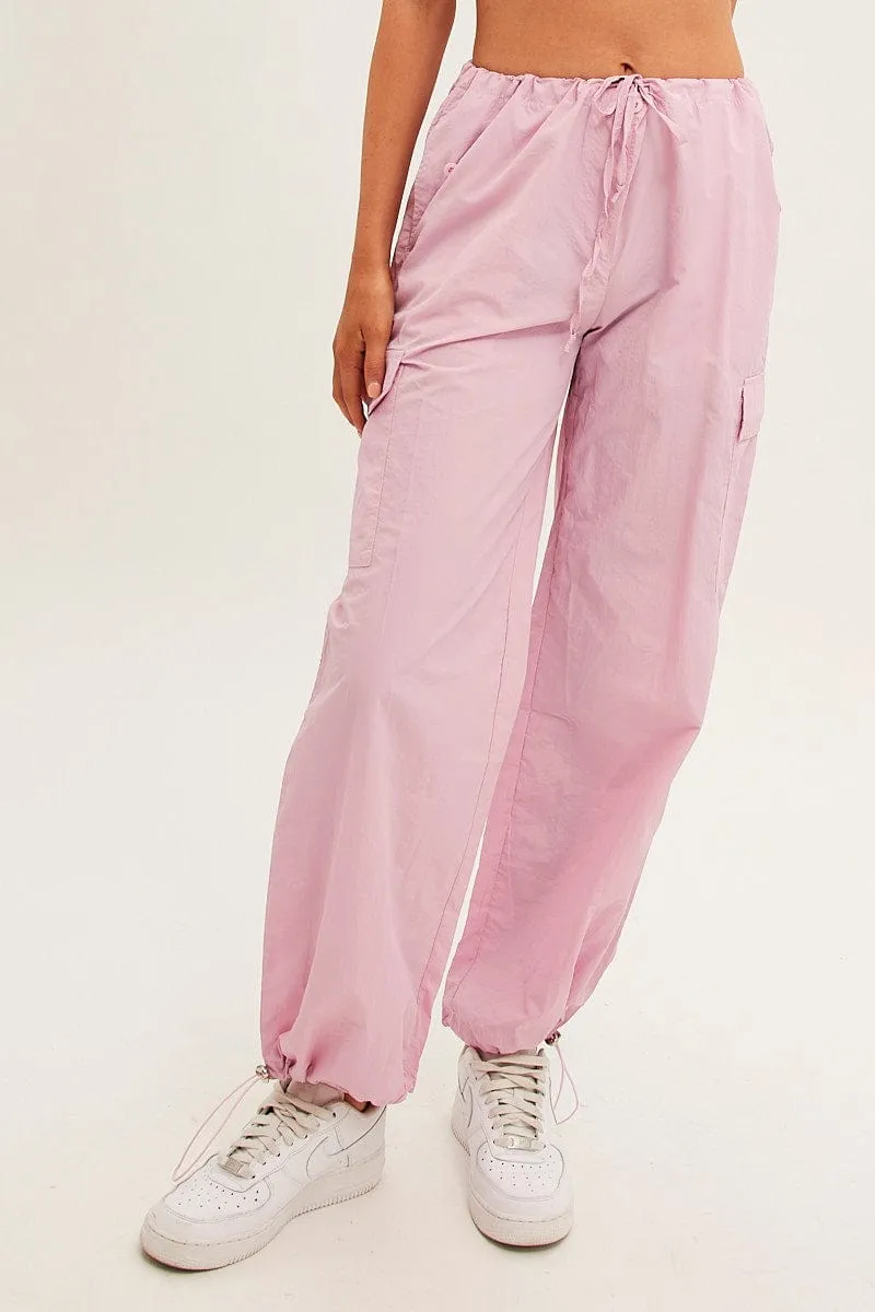 Pink Cargo Parachute Pants sold by Ally Fashion product image thumbnail 2