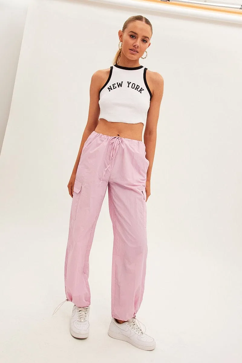 Pink Cargo Parachute Pants sold by Ally Fashion product image thumbnail 3
