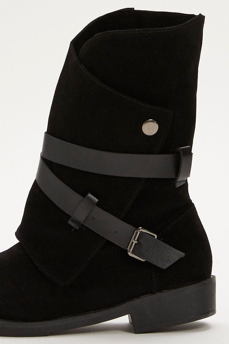 Black Buckle Detail Slouch Boots sold by Ally Fashion product image thumbnail 2