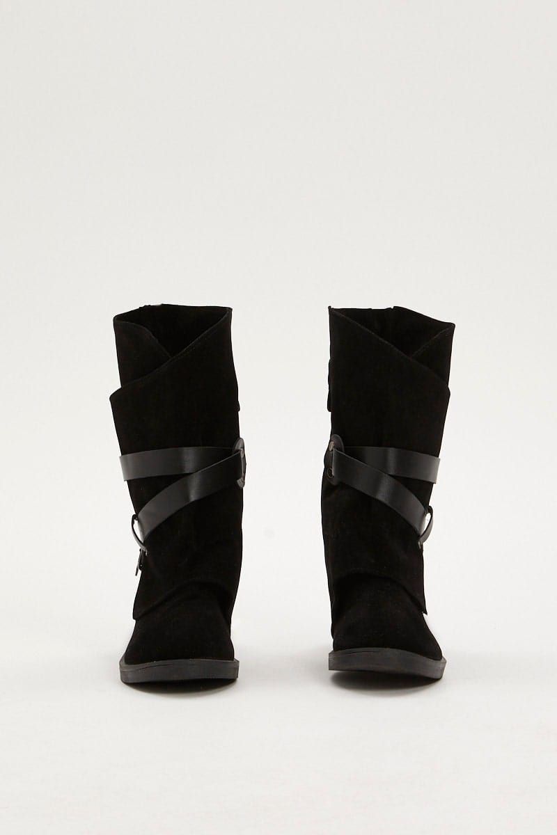 Black Buckle Detail Slouch Boots sold by Ally Fashion product image thumbnail 4