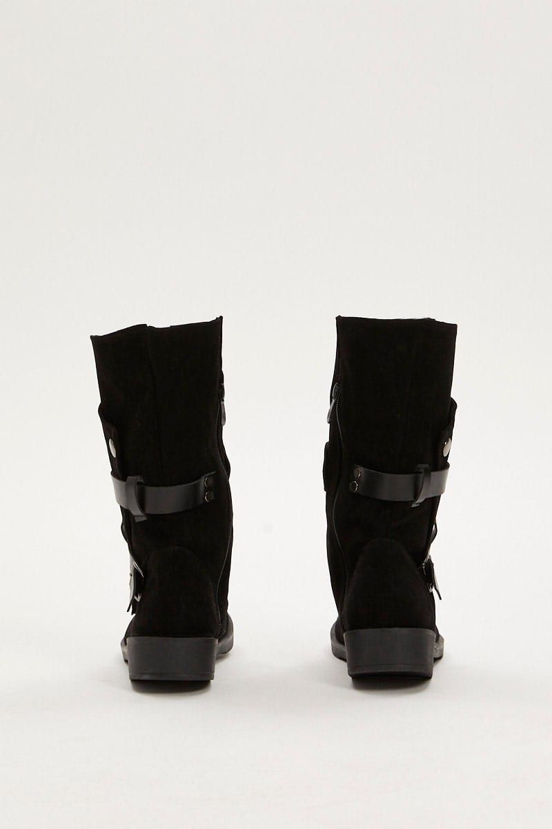 Black Buckle Detail Slouch Boots sold by Ally Fashion product image thumbnail 3