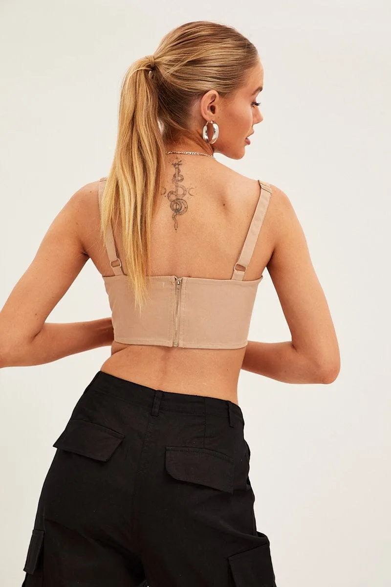 Beige Corset Top Sleeveless Square Neck Structured sold by Ally Fashion product image thumbnail 5