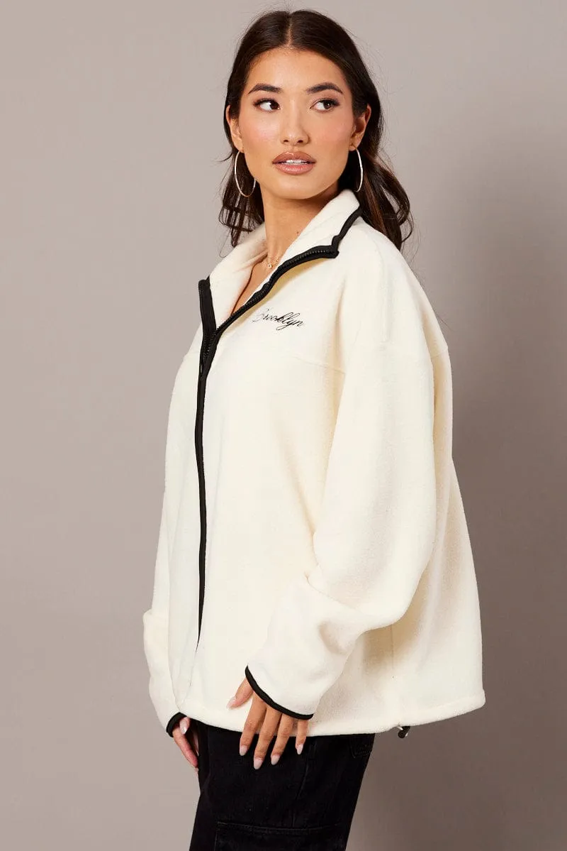 White Jacket Long Sleeve Fleece sold by Ally Fashion product image thumbnail 4