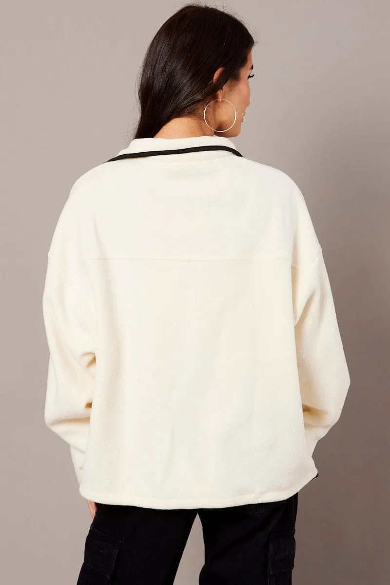 White Jacket Long Sleeve Fleece sold by Ally Fashion product image thumbnail 5