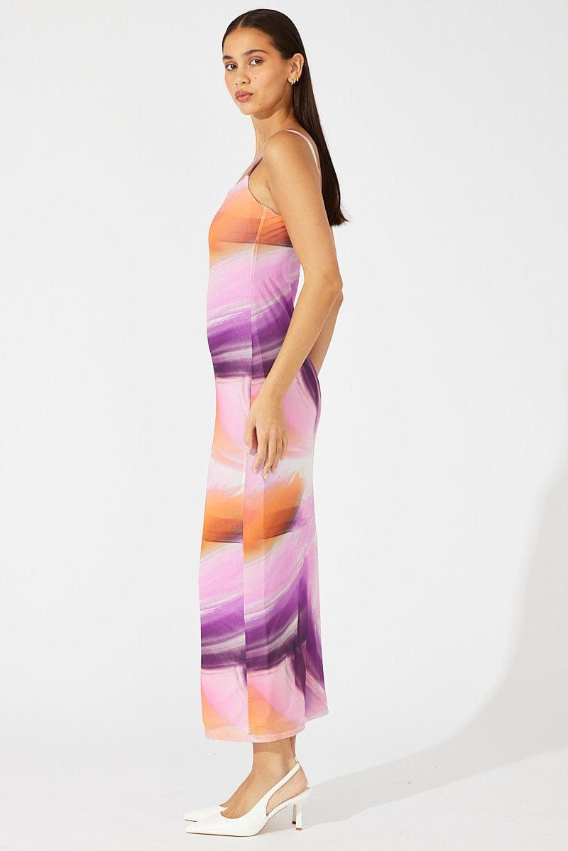 Pink Abstract Bodycon Maxi Dress Mesh sold by Ally Fashion product image thumbnail 4