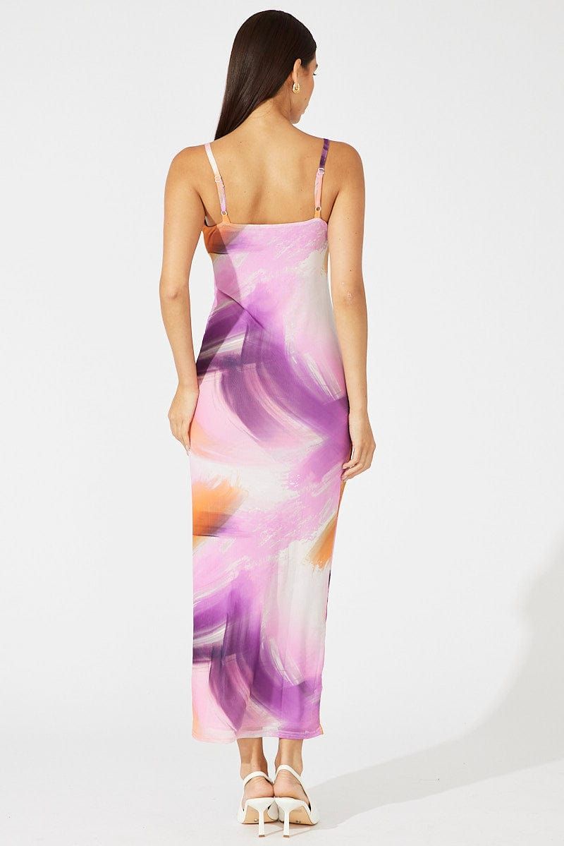 Pink Abstract Bodycon Maxi Dress Mesh sold by Ally Fashion product image thumbnail 5