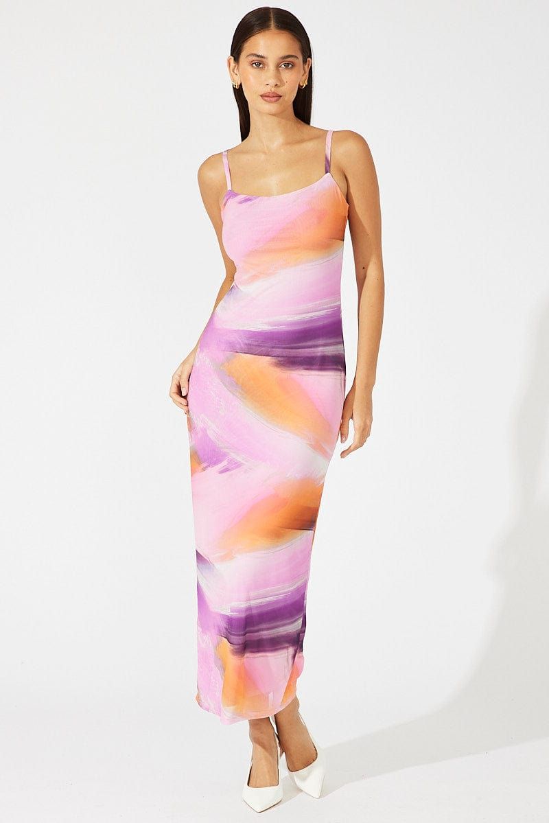 Pink Abstract Bodycon Maxi Dress Mesh sold by Ally Fashion product image thumbnail 2