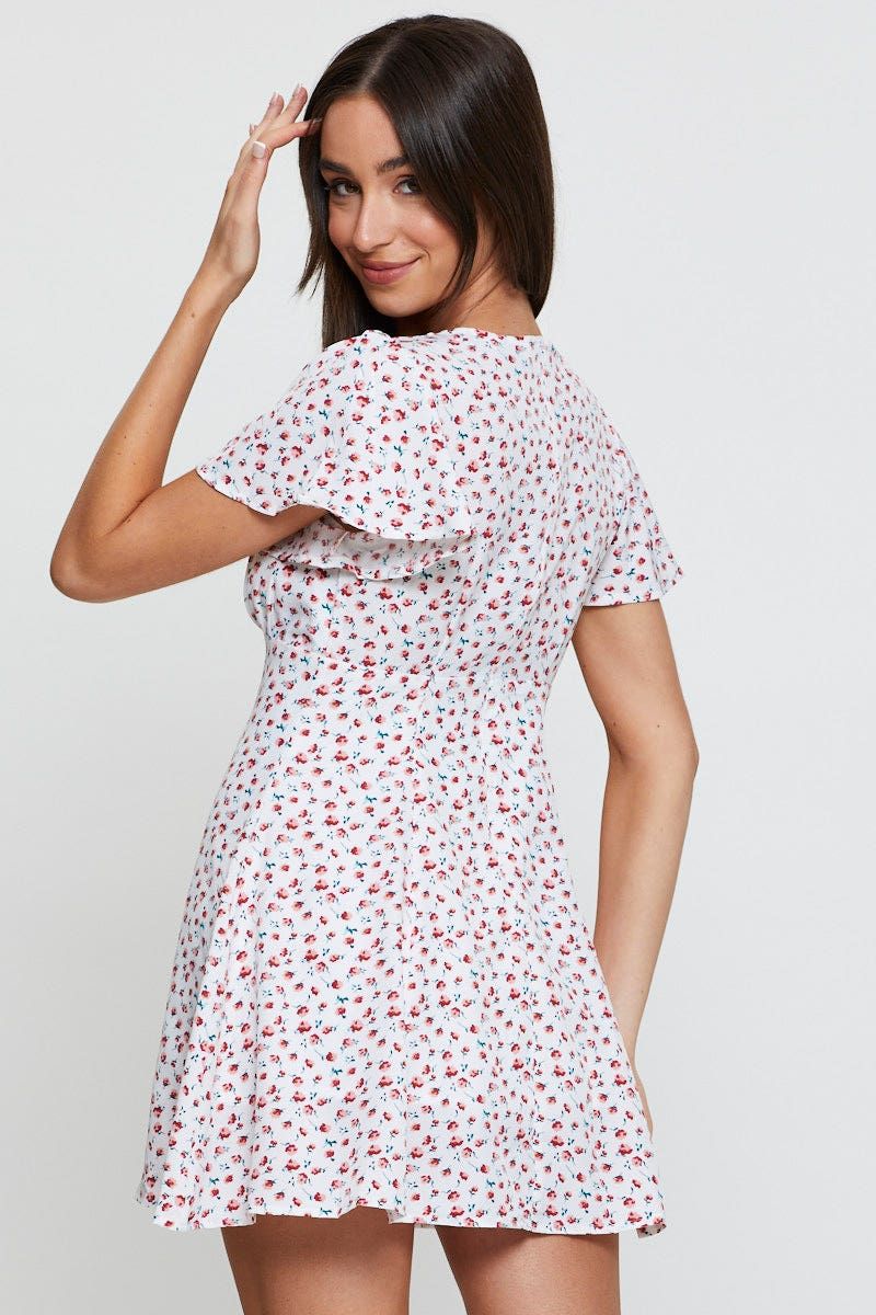 Print Fit And Flare Dress Short Sleeve V Neck sold by Ally Fashion product image thumbnail 5