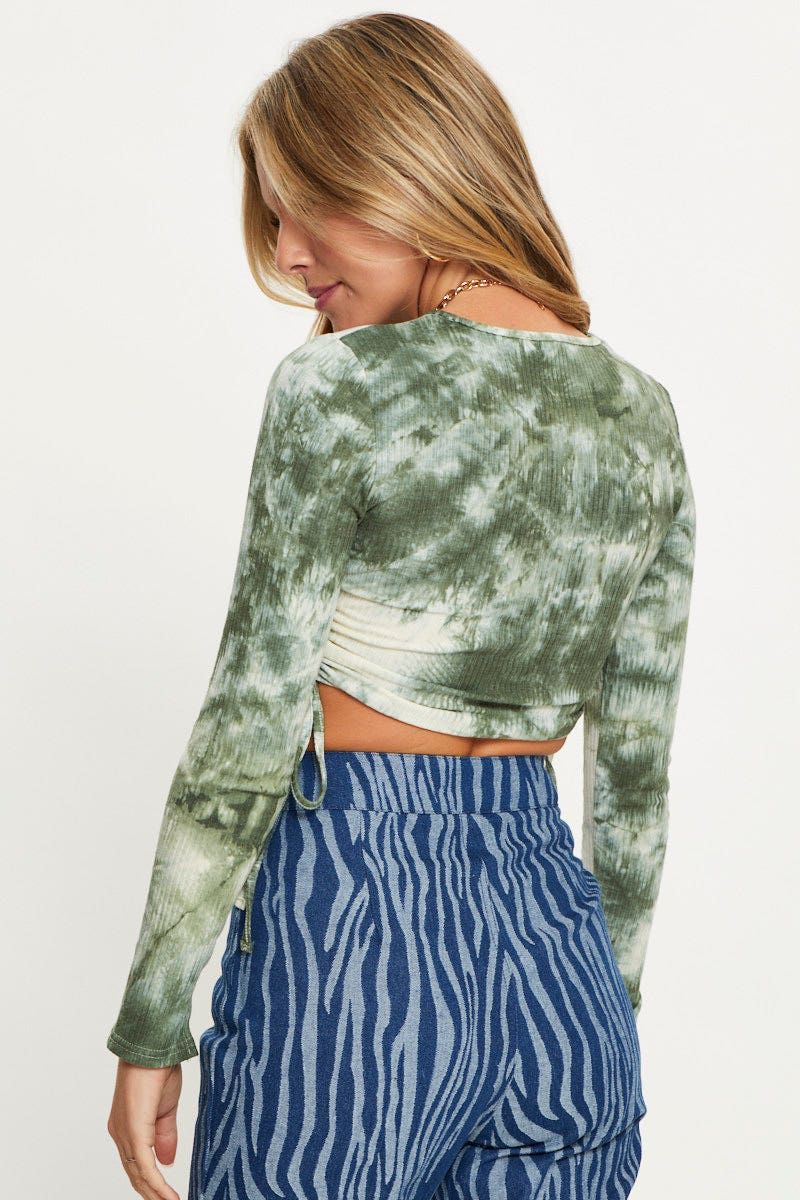 Green Tie Dye Drawstring Top sold by Ally Fashion product image thumbnail 5