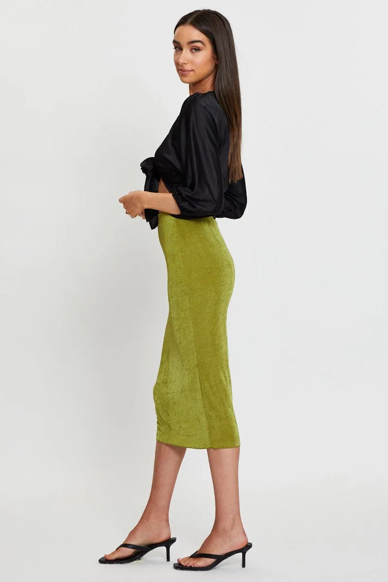 Green Midi Skirt Bodycon sold by Ally Fashion product image thumbnail 4