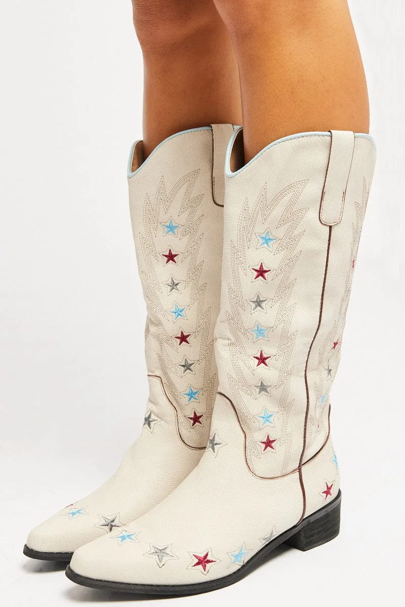 White Star Decor Cowboy Boots sold by Ally Fashion