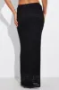 Black Maxi Skirt High Rise Textured Fabric sold by Ally Fashion