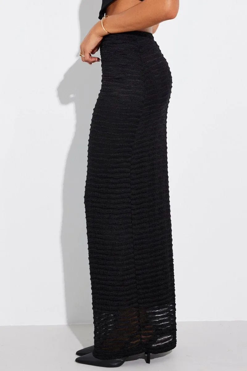 Black Maxi Skirt High Rise Textured Fabric sold by Ally Fashion product image thumbnail 4