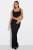 Black Maxi Skirt High Rise Textured Fabric sold by Ally Fashion