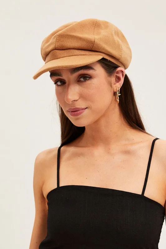 Beige Plain Baker Boy Hat sold by Ally Fashion