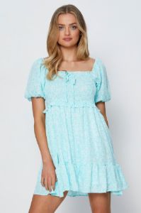 Print Mini Dress Square Neck sold by Ally Fashion