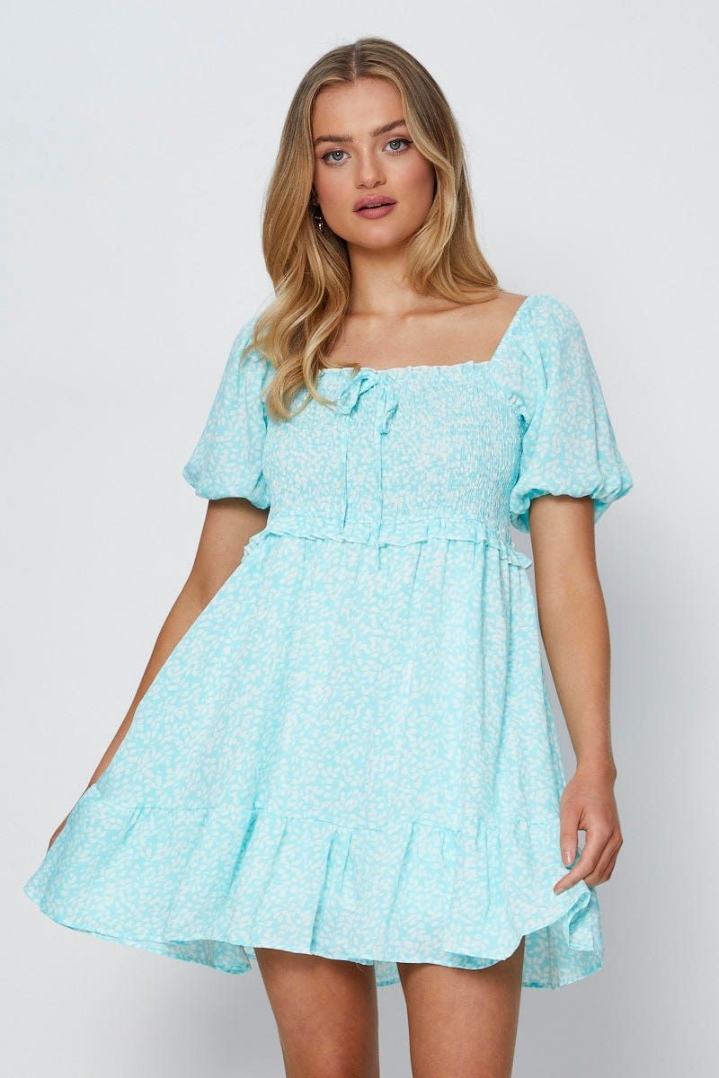 Print Mini Dress Square Neck sold by Ally Fashion