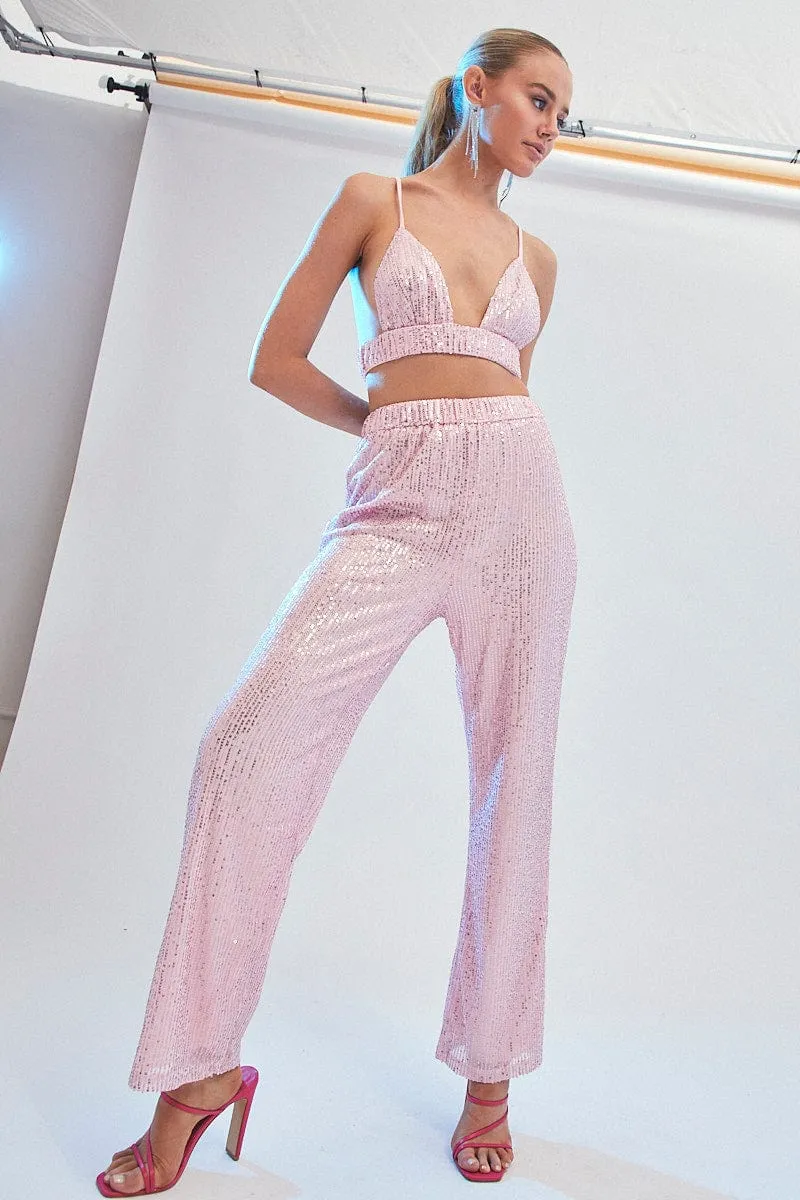Pink Sequin Bralette Crop Top sold by Ally Fashion product image thumbnail 2
