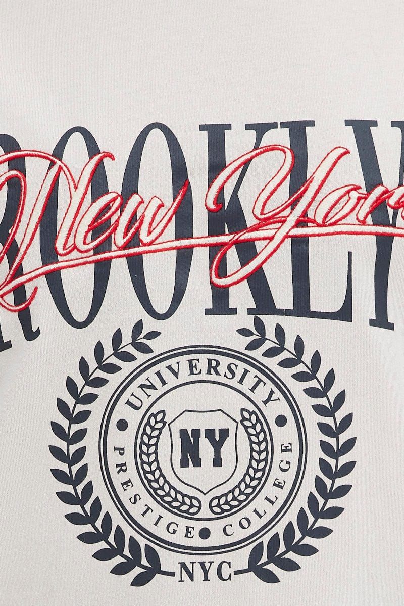 Beige Graphic Tee Short Sleeve Crew Neck sold by Ally Fashion product image thumbnail 6