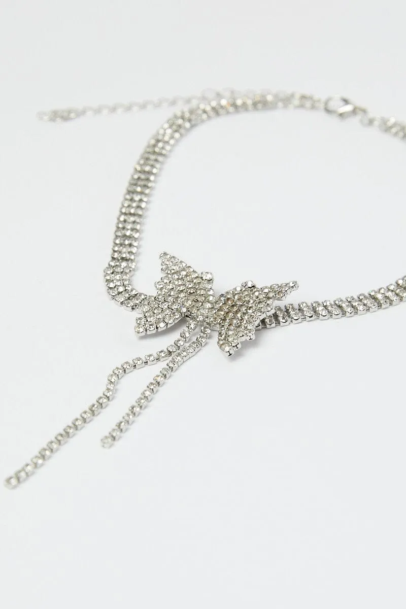 Grey Rhinestones Butterfly Necklace sold by Ally Fashion product image thumbnail 2