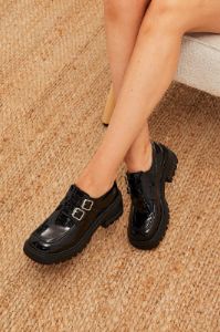 Black Buckle Detail Chunky Sole Loafers sold by Ally Fashion