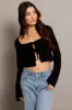 Black Tie Up Front Top Long Sleeve sold by Ally Fashion