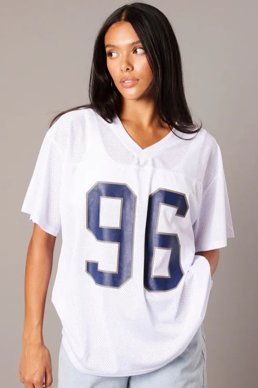 White Sports Tee Short Sleeve sold by Ally Fashion