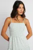 Green Check Midi Dress Sleeveless Tie Back sold by Ally Fashion