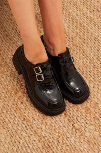Black Buckle Detail Chunky Sole Loafers sold by Ally Fashion