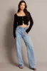 Black Tie Up Front Top Long Sleeve sold by Ally Fashion