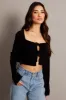 Black Tie Up Front Top Long Sleeve sold by Ally Fashion