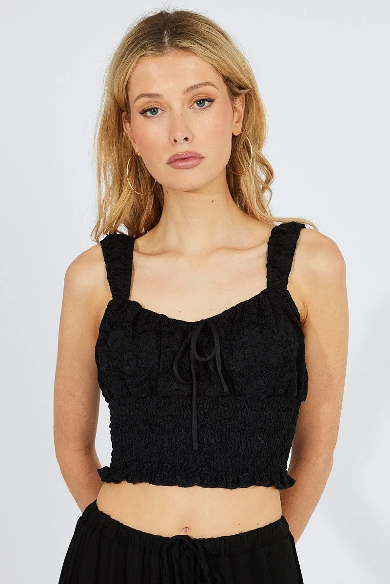 Black Lace Top Crop Sleeveless sold by Ally Fashion product image thumbnail 3
