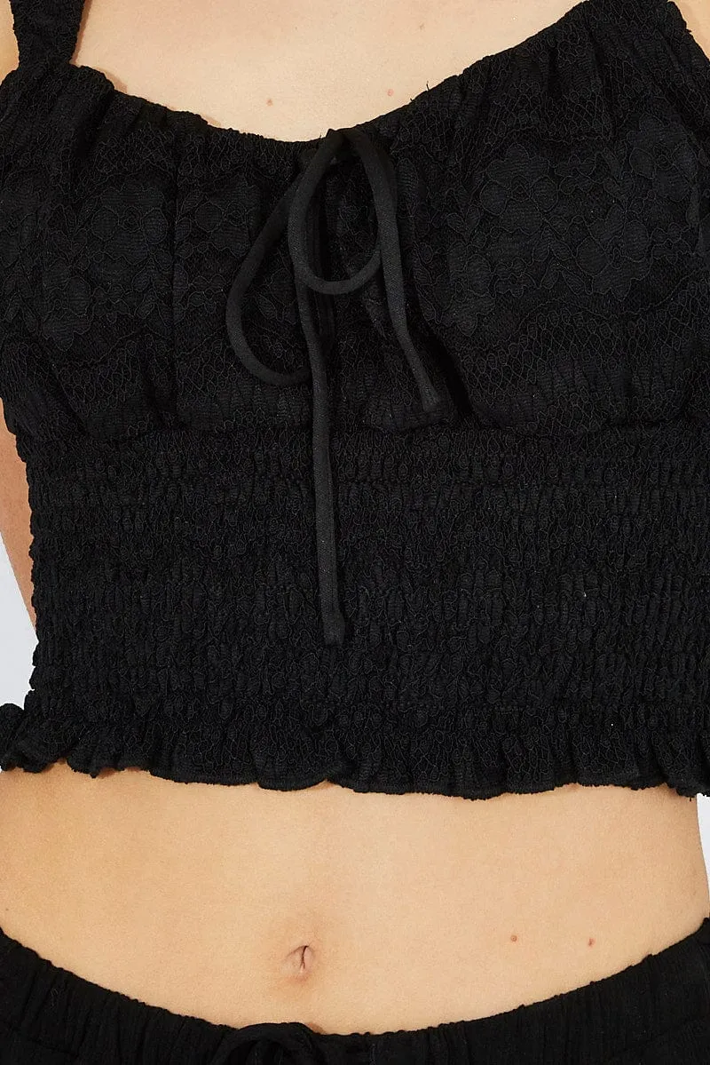 Black Lace Top Crop Sleeveless sold by Ally Fashion product image thumbnail 4
