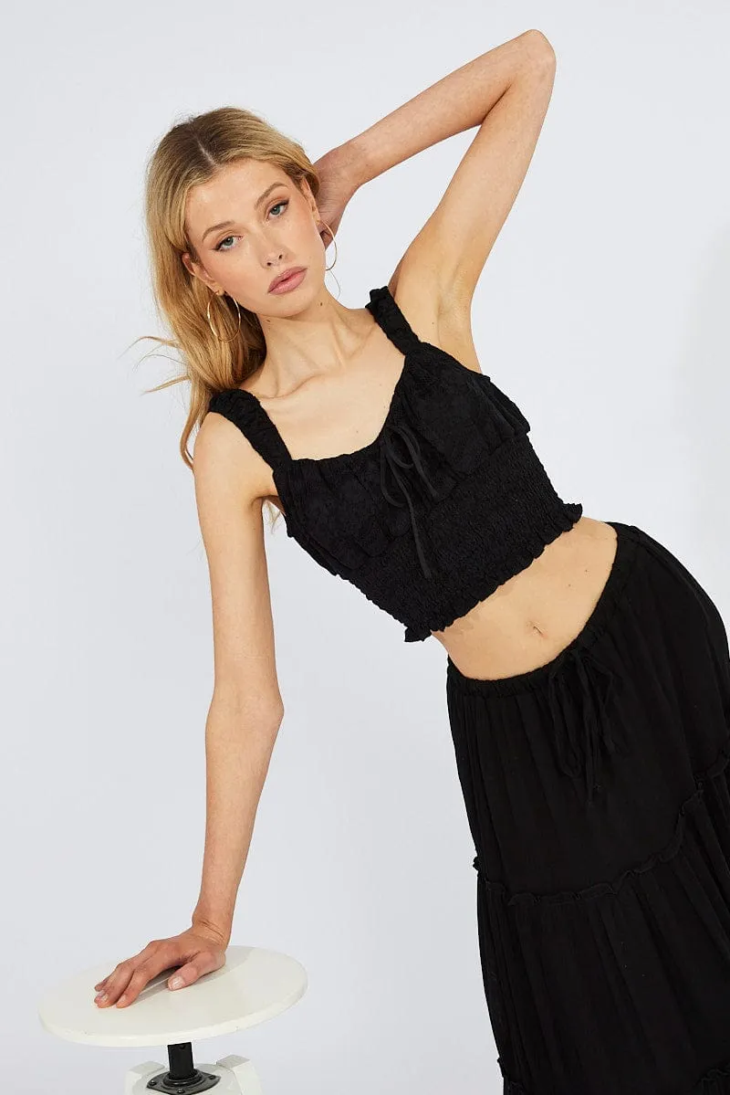 Black Lace Top Crop Sleeveless sold by Ally Fashion