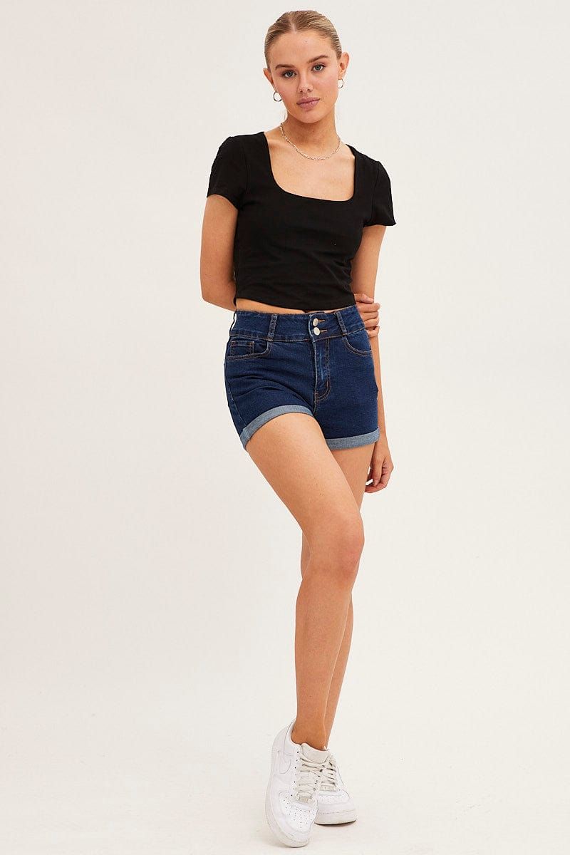 Black T Shirt Short Sleeve Crop Cotton sold by Ally Fashion product image thumbnail 2