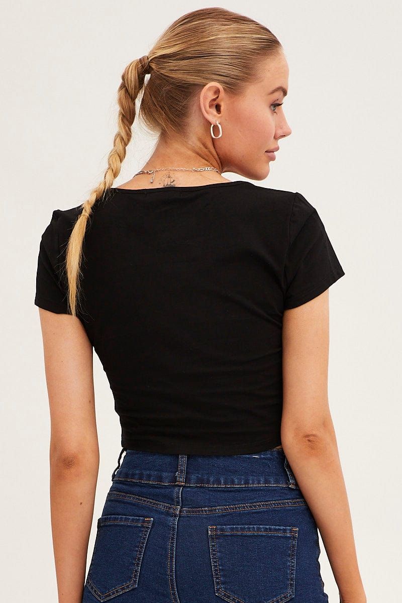 Black T Shirt Short Sleeve Crop Cotton sold by Ally Fashion product image thumbnail 5