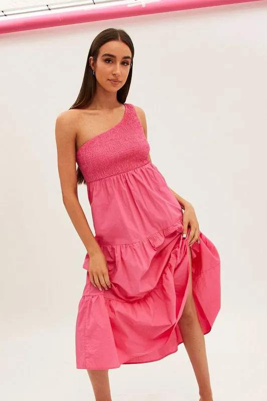 Pink Maxi Dress One Shoulder sold by Ally Fashion