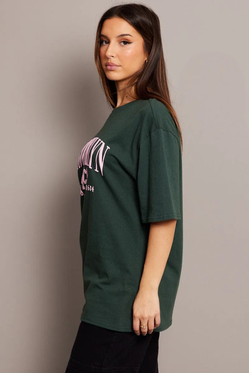 Green Graphic Tee Short Sleeve sold by Ally Fashion product image thumbnail 4