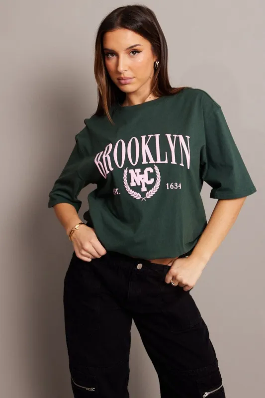 Green Graphic Tee Short Sleeve sold by Ally Fashion