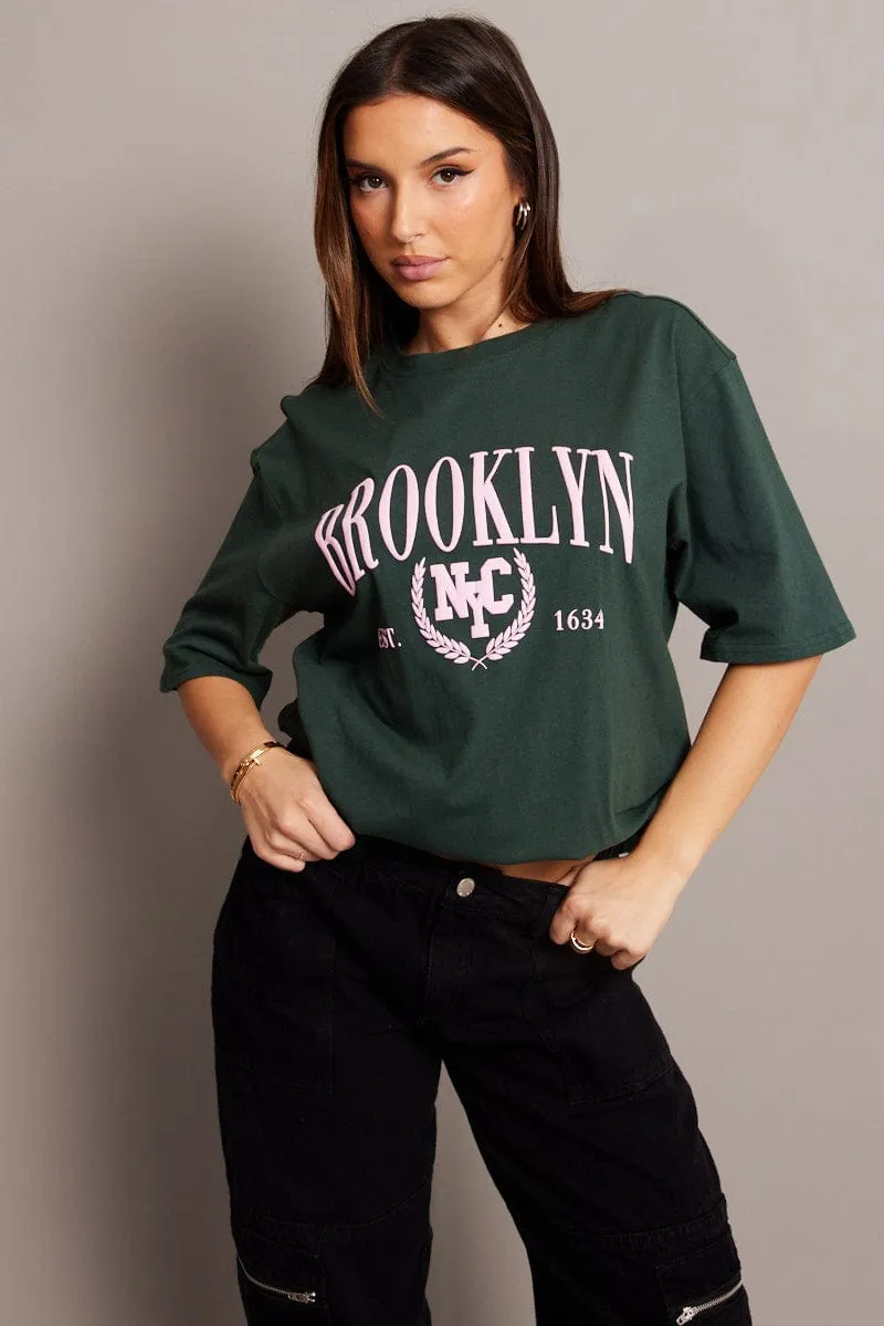 Green Graphic Tee Short Sleeve sold by Ally Fashion