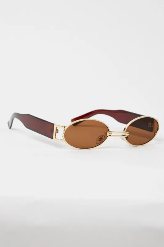 Brown Oval Sunglasses sold by Ally Fashion