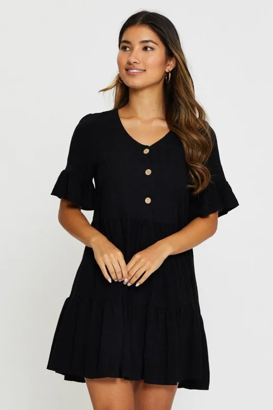 Black Mini Dress Short Sleeve sold by Ally Fashion