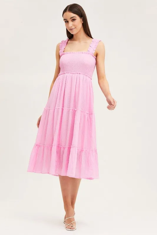 Pink Midi Dress Short Sleeve sold by Ally Fashion