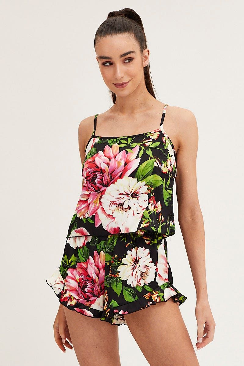 Print Satin Pajamas Set Sleeveless sold by Ally Fashion product image thumbnail 3