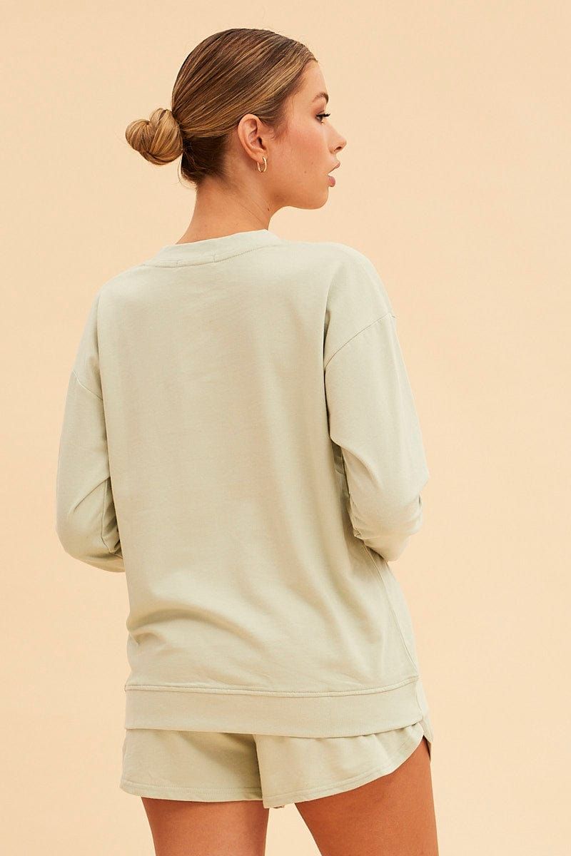 Green Hudson Cotton Fleece Crew Neck Oversized Sweat sold by Ally Fashion product image thumbnail 5