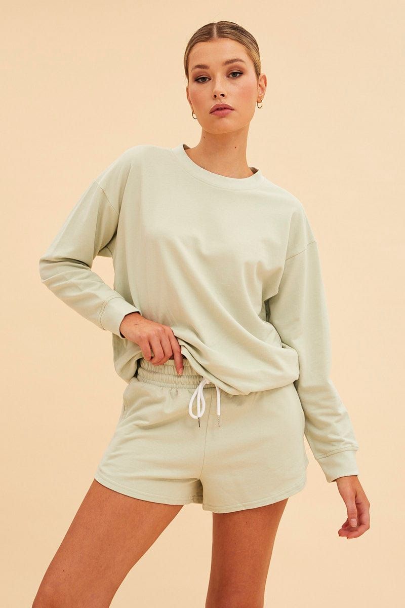 Green Hudson Cotton Fleece Crew Neck Oversized Sweat sold by Ally Fashion