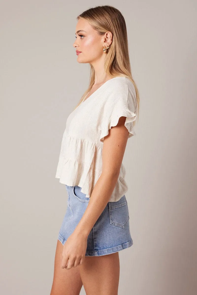 Beige Tiered Top Short Sleeve sold by Ally Fashion product image thumbnail 4