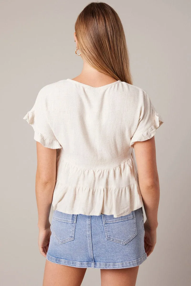 Beige Tiered Top Short Sleeve sold by Ally Fashion product image thumbnail 5