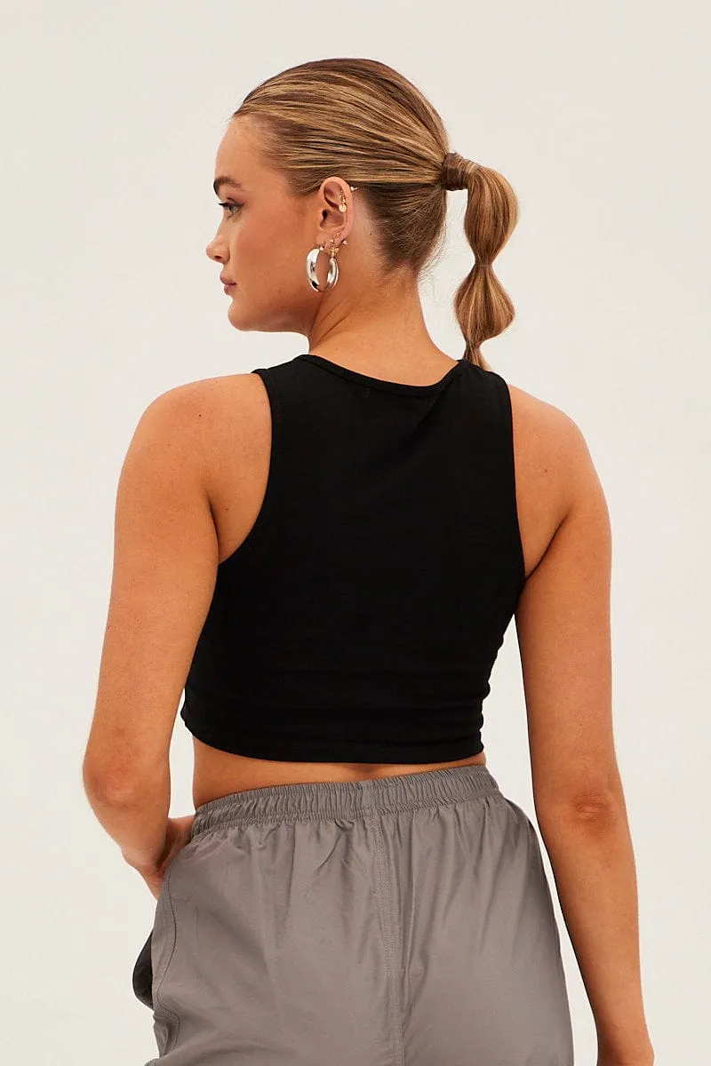 Black Graphic Crop Tank sold by Ally Fashion product image thumbnail 5